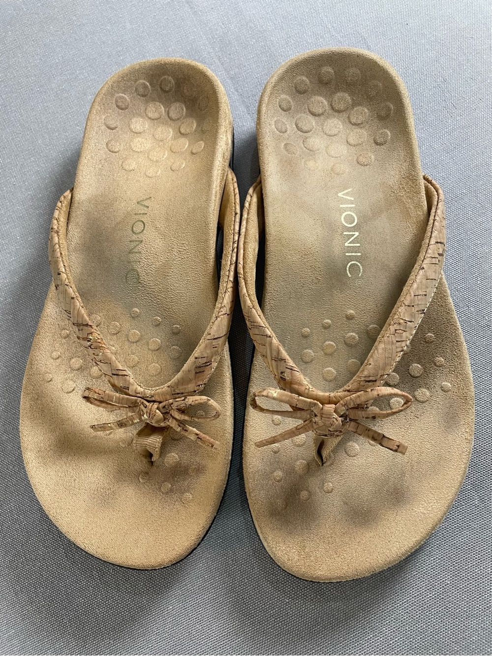 Vionic Tide II Women's Orthotic Sandals Size 7.5 Wide Beige Cork Arch Support